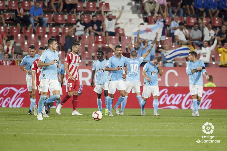 Aspas celebrando su gol de falta directa (Foto: LaLiga Santander).