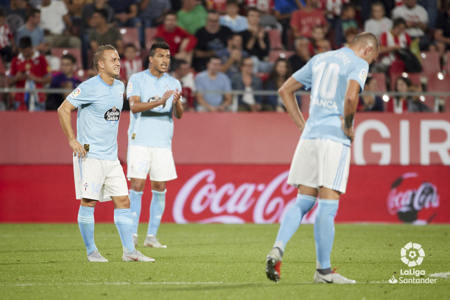 Aspas lamentándose de un gol del Girona (Foto; LaLiga).