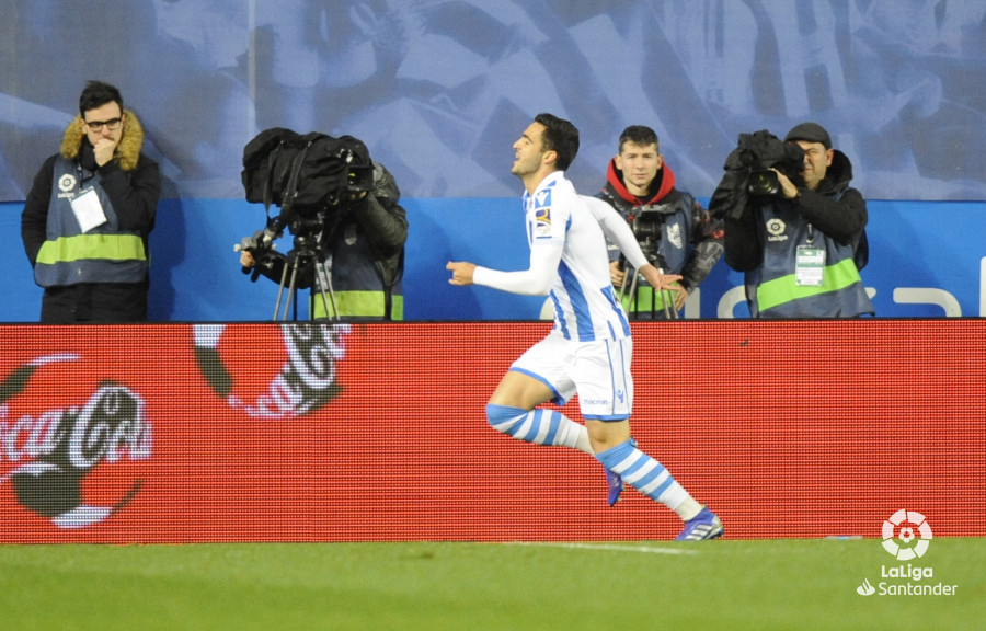 Mikel Merino celebra su gol ante el Espanyol (Foto: LaLiga).