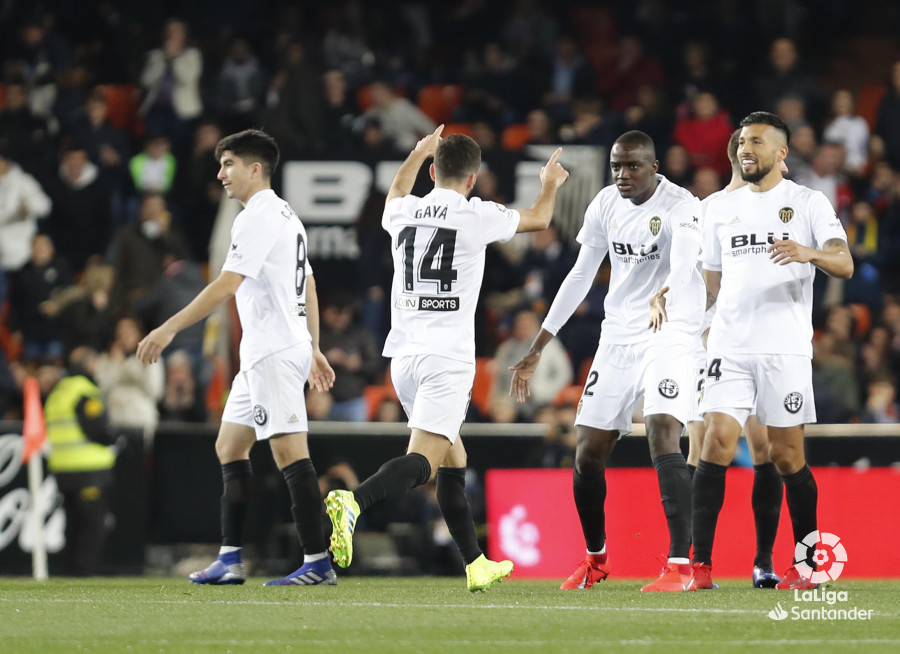El Valencia celebra el gol de Diakhaby ante el Villarreal (Foto: LaLiga).